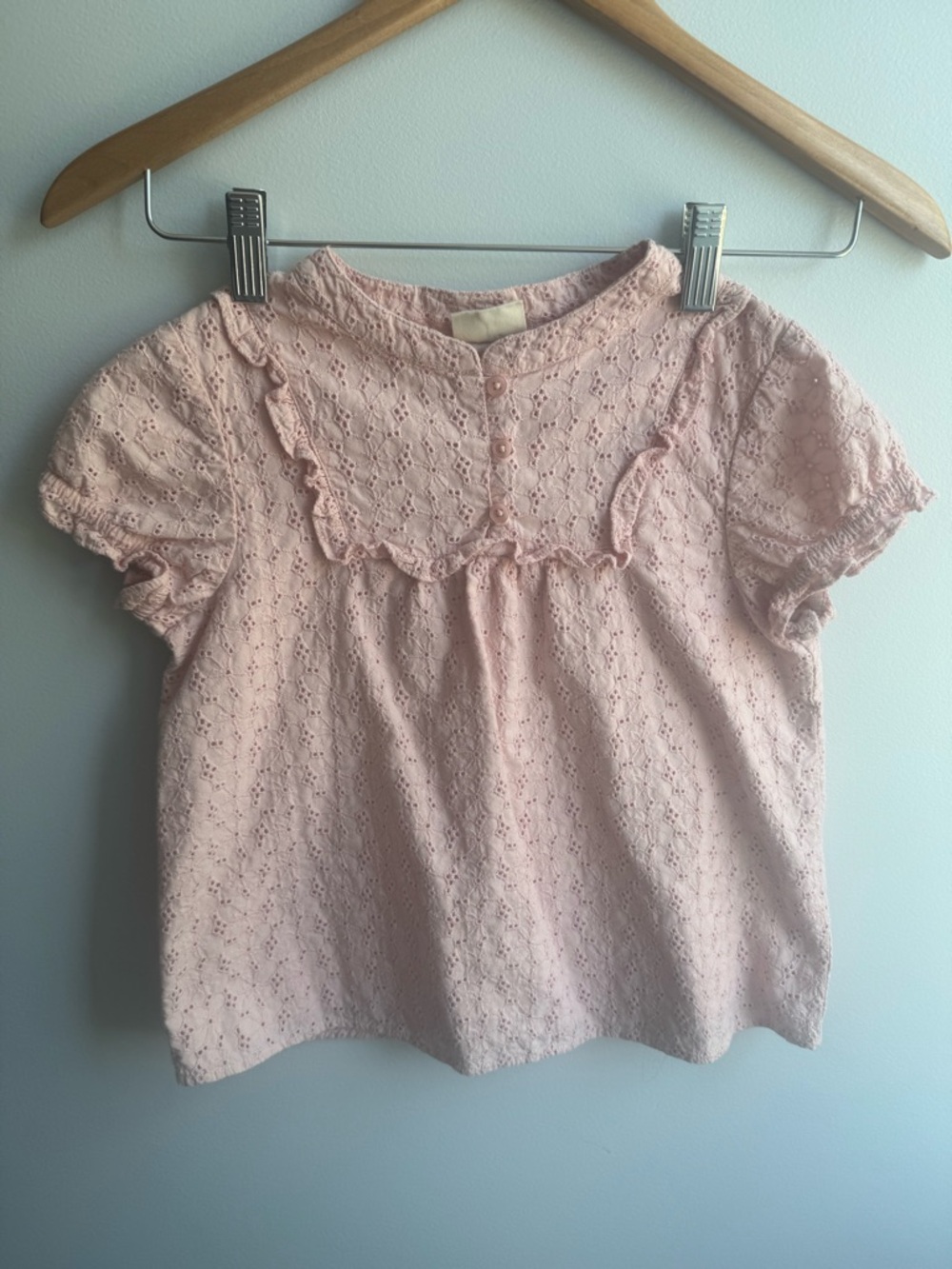 Mini Boden CottonGirls' Pink Eyelet Ruffle Top